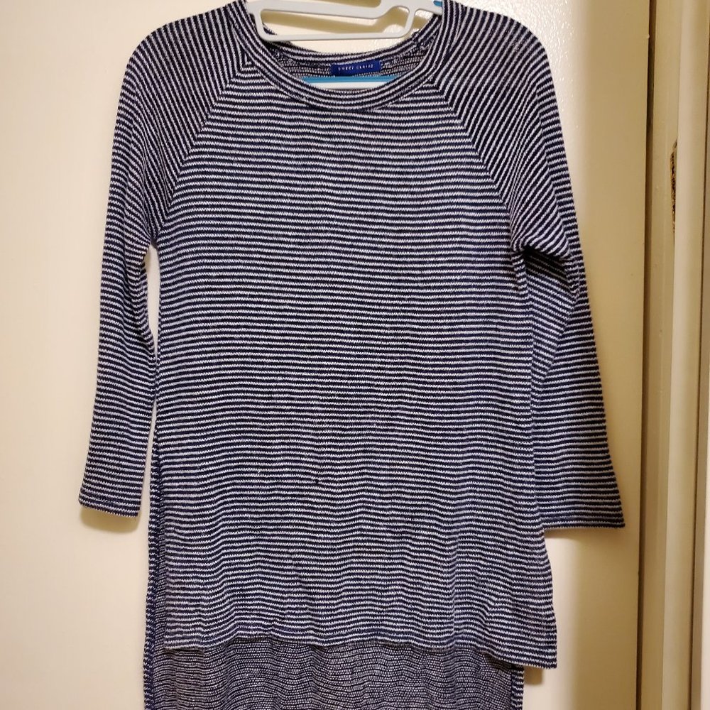 Blue and White Striped Spring Sweater